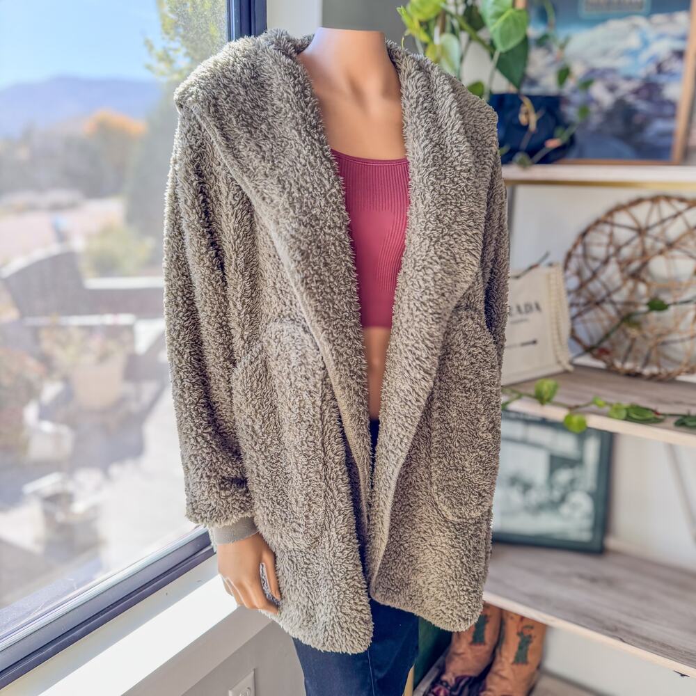 UnHide For Love Not Fur, Shleepy Hooded Cardigan/Robe-Taupe Ducky Women's Small - Picture 3 of 12